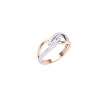 Jewels 14K Two Tone Gold 0.58 Carat (H-I Color, SI2-I1 Clarity) Natural Diamond Bypass Band Ring