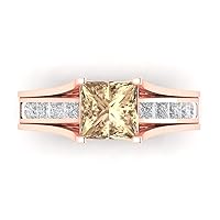Clara Pucci 3.45 ct Princess Cut Solitaire Accent VVS1 Yellow Moissanite Modern Wedding Ring Band set Sliding 18k Rose Gold