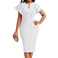 Women Church Dress Work Business Dresses Bodycon Sleeve Round Neck Pencil Dresses