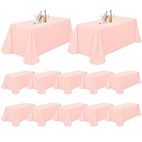 12 Pack Pink Tablecloth for Rectangle Tables,90 x 156 Inch Pink Polyester Tablecloth for 8 Ft Rectangle Tables,Stain and Wrinkle Resistant Washable Fabric Table Cover for Wedding/Buffet Party/Events