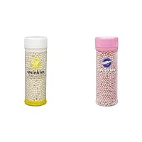 Wilton Sugar Pearls Sprinkles Bundle, White 5 Oz & Pink 5 oz, Edible Pearl Shaped Toppings
