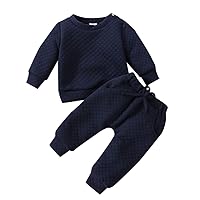 IMEKIS Baby Fall Winter Outfit Knitted Sweatshirt Top with Pants Coming Home Birthday Casual Clothes Set for Boys Girls