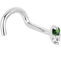 Body Candy Solid 14k White Gold 1.5mm Genuine Emerald Diamond Marquise Right Nose Stud Screw 18 Gauge 1/4