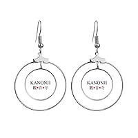 Kanonji Japaness City Name Red Sun Flag Earrings Dangle Hoop Jewelry Drop Circle