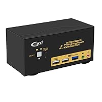 CKL 2 Port USB 3.0 KVM Switch Triple Monitor DisplayPort 8K 30Hz, Keyboard Video Mouse Peripherals Switcher for 2 Computers 3 Monitors with Cables and Audio