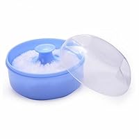 Baby Soft Face Body Cosmetic Powder Puff Sponge Box Case Container (Blue)