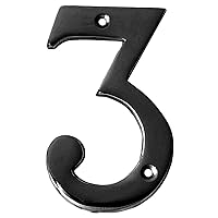Motif 4-Inch Solid Brass-Black Satin Finish, Mailbox Numbers Address Sign Home Numeral for Outdoor Decor, House Numbers For Outside (Number 3)