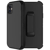 for iPhone 12/12 Pro Case, Heavy Duty Protection 3-Layers [Shockproof] [Dropproof] [Anti-Slip] Phone Case Cover [with 2 Screen Protectors] for Apple iPhone 12 / iPhone 12 Pro (Black with Belt Clip)