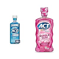 ACT Anticavity 18 fl. oz. Zero Alcohol Mouthwash Arctic Blast with Accurate Cup & ACT Kids 16.9 fl. oz. Anticavity Fluoride Rinse Bubble Gum