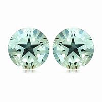 4.06-4.32 Cts of AA 8 mm Texas Star Green Amethyst Matched Pair (2 pcs) Loose Gemstones
