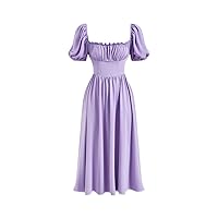 Puff Sleeve Ruched Bust Dress