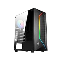 MSI Mid-Tower PC Gaming Case – Tempered Glass Side Panel – 1 x 120mm aRGB Fan –1 x 120mm Fan – Liquid Cooling Support up to 240mm Radiator x 1 – MAG Vampiric 100R