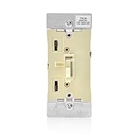 Leviton Toggle Slide Dimmer Switch for Dimmable LED, Halogen and Incandescent Bulbs, TSL06-1LI, Ivory
