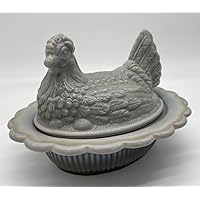 Covered Chicken Dish - Glass 2 Piece Hen on Wide Rim Base - Mosser USA (Marble)
