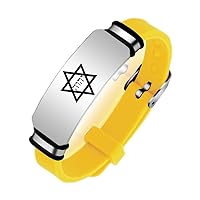 Star of David Hexagram Sacred Geometry Silicone Bracelet, Yahweh Jehovah Tetragrammaton The Name of God in Hebrew Bangle Wristband, Israel Jewish Amulet Jewelry Gift, Adjustable