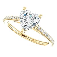 GOLD EDGE 3 CT Heart Colorless Moissanite Engagement Ring,Wedding Bridal Ring, Eternity Solid 10K Yellow Gold Diamond Solitaire 4-Prong Anniversary Promise Gifts for Her