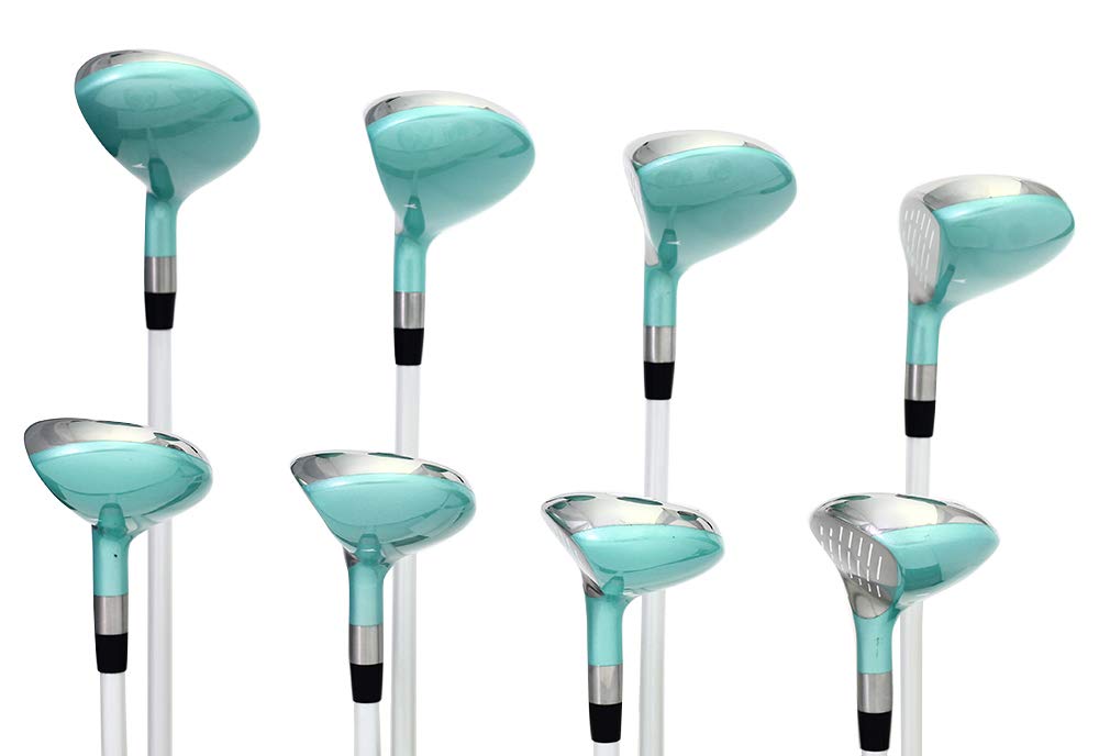 Majek Seafoam Teal Senior Ladies Golf Hybrids Irons Set New Senior Women Best All True Hybrid Ultra Light Weight Forgiving Woman Complete Package Includes 4 5 6 7 8 9 PW SW All Lady Flex Utility Clubs