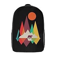 Geometric California Bear Mountain 17 Inches Unisex Laptop Backpack Lightweight Shoulder Bag Travel Daypack