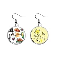 Happy Thanksgiving Day Watercolor Pattern Ear Drop Sun Flower Earring Jewelry Fashion