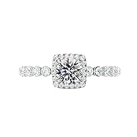 2.29 CT Round Cut VVS1 Colorless Moissanite Engagement Ring, Wedding/Bridal Ring Set, Solitaire East-West Sterling Silver Vintage Antique Anniversary Promise Ring Gift for Her