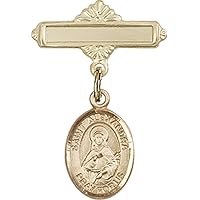 Jewels Obsession Baby Badge with St. Alexandra Charm and Polished Badge Pin | Gold Filled Baby Badge with St. Alexandra Charm and Polished Badge Pin - Made in USA