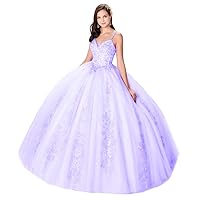 Women's Spaghetti Strap Beaded Quinceanera Dress Lace Applique Formal Ball Gowns