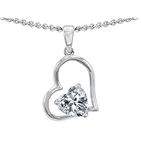 Sterling Silver 7mm Heart Shape Pendant Necklace