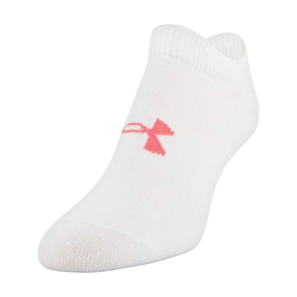 Under Armour Women's Essential 2.0 No Show Socks, 6-Pairs , White Assorted , Medium