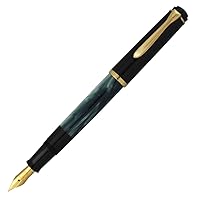 Pelican Fountain Pen, Medium, Medium Point, Marble Green, Classic M200, Inhalation Type, Genuine Imported Product