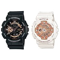 CASIO GA-110RG-1AJFBA-110-7A1JF Pair Watch, G-Shock/BABY-G, Digital Ana, Multi-functional, Waterproof, Black, White, Genuine Japanese Product, Genuine Product, Belt Type: