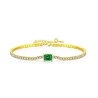 Bellitia Jewelry Tennis Bracelets for Women 925 Sterling Silver 5A+ Cubic Zirconia CZ Diamond Simulated Emerald Classic Adjustable Bracelet Fashion Jewelry Wedding Gift