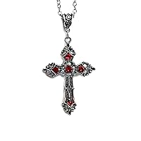 Vintage Crystals Cross Pendant Necklace Baroque Punk Choker Chain Gothic Jewelry Decoration Gifts for Women Men