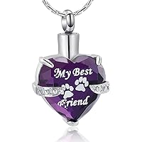 Minicremation Crystal Heart Shape Cremation Jewelry Memorial Urn Necklace for Ashes, Stainless Steel Ash Holder Pendant Keepsake with Gift Box Charms Accessories for Women