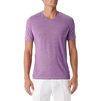 Men's Silk V-Neck Short Sleeve Shirt - Color Lavender