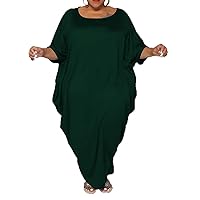 IyMoo Plus Size Maxi Dresses for Women 2023 Casual Dolman Short Sleeve Caftan Harem Oversized Loose Maxi Dress