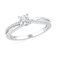 Sterling Silver Round Diamond Promise Ring (0.12 CTTW)