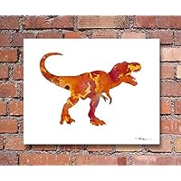 T-Rex Dinosaur Abstract 11 X 14 Watercolor Art Print by Artist DJ Rogers