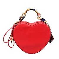LATRAT Women's Heart Shaped Shoulder Handbag, Shoulder Bag, Peach Heart Shape, Peach Heart Scarf, Tote Bag, red, 20cm