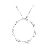Jewelry Created Round Cut White Diamond 925 Sterling Silver 14K White Gold Finish Diamond 3 Stone Circle Pendant Necklace for Women's & Girl's