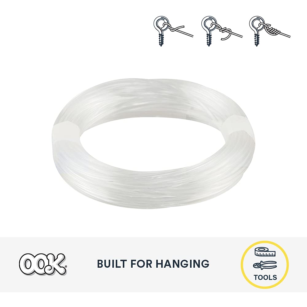 OOK 15 ft. Invisible Hanging Wire, 50 lbs. Capacity, Self Tying Wires, Ideal for Picture Hanging and Planters