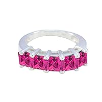Choose Your Color 925 Sterling Silver Princess Cut Engagement Ring Chakra Healing Stylish Jewelry Solitaire Statement Rings Multi Color Gemstone for Men and Women Size: 4 To 13
