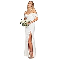 Women's Formal Dresses Elegant Long Prom Gowns Evening Dresses Floor Length Satin with Ruched Slit