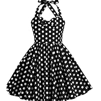 1950s Vintage Dresses for Girls Halter Dress Sleeveless Bowknot Heart Neck 4-12 Years