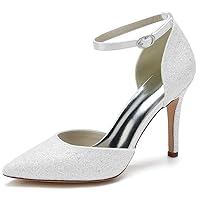 Women's Glitter Ankle Strap Toe Pumps 9.5cm