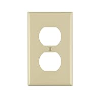 Leviton 80703-I 1-Gang Duplex Device Receptacle Wallplate, Standard Size, Thermoplastic Nylon, Device Mount, 1 Pack, Ivory