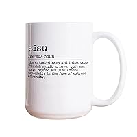 Novelty Quote White Ceramic Coffee Mugs 15oz,Sisu Definition Dictionary Word Meaning Funny Coffee Mug Porcelain Humorous Coffee Cup for Christmas Friends Classmate Teacher Kids