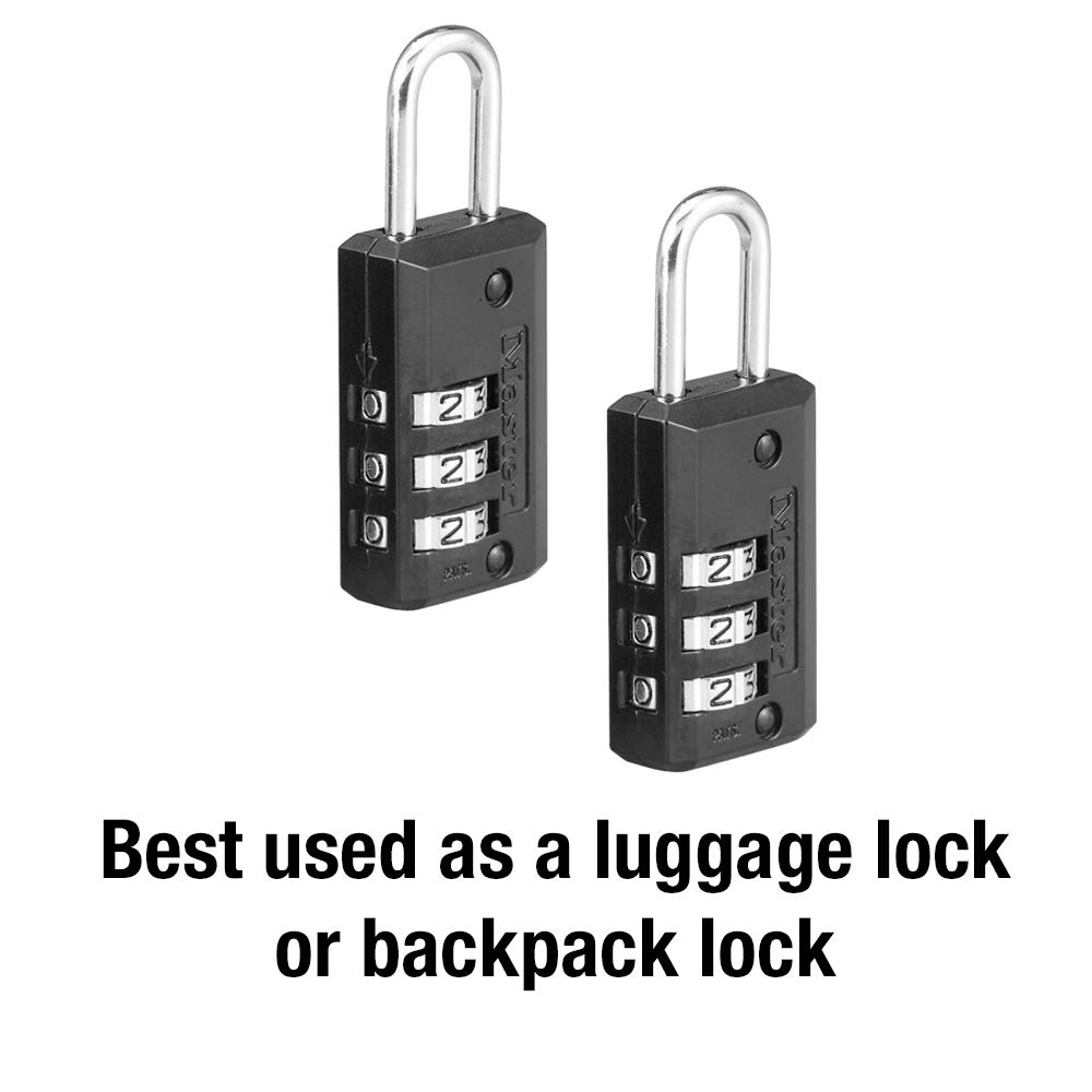 Master Lock Set Your Own Combination Luggage Lock, 2 count (Pack of 1), Black
