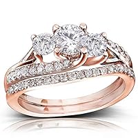 Kobelli Round Diamond Bridal Set Ring 1 1/10 Carat (ctw) in 14k Gold