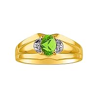 Rylos Men's Yellow Gold Plated Silver 7X5 Oval Gemstone & Diamond Ring – Classic Birthstone Design in Sizes 8-13