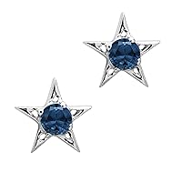 Multi Choice 0.75 Ctw Round Shape Gemstone 925 Sterling Silver Solitaire Star Stud Earring